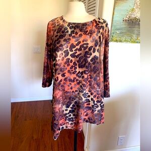 Attitudes by Renee Animal Print Top in burnt Orange and Black